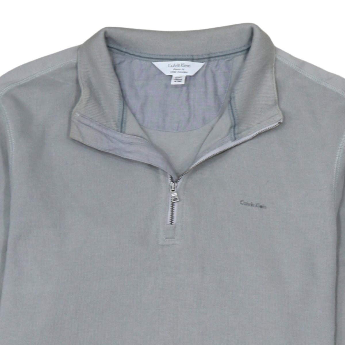 Calvin Klein Men's Grey Classic Fit 1/4 Zip Cotton Sweatshirt Size L