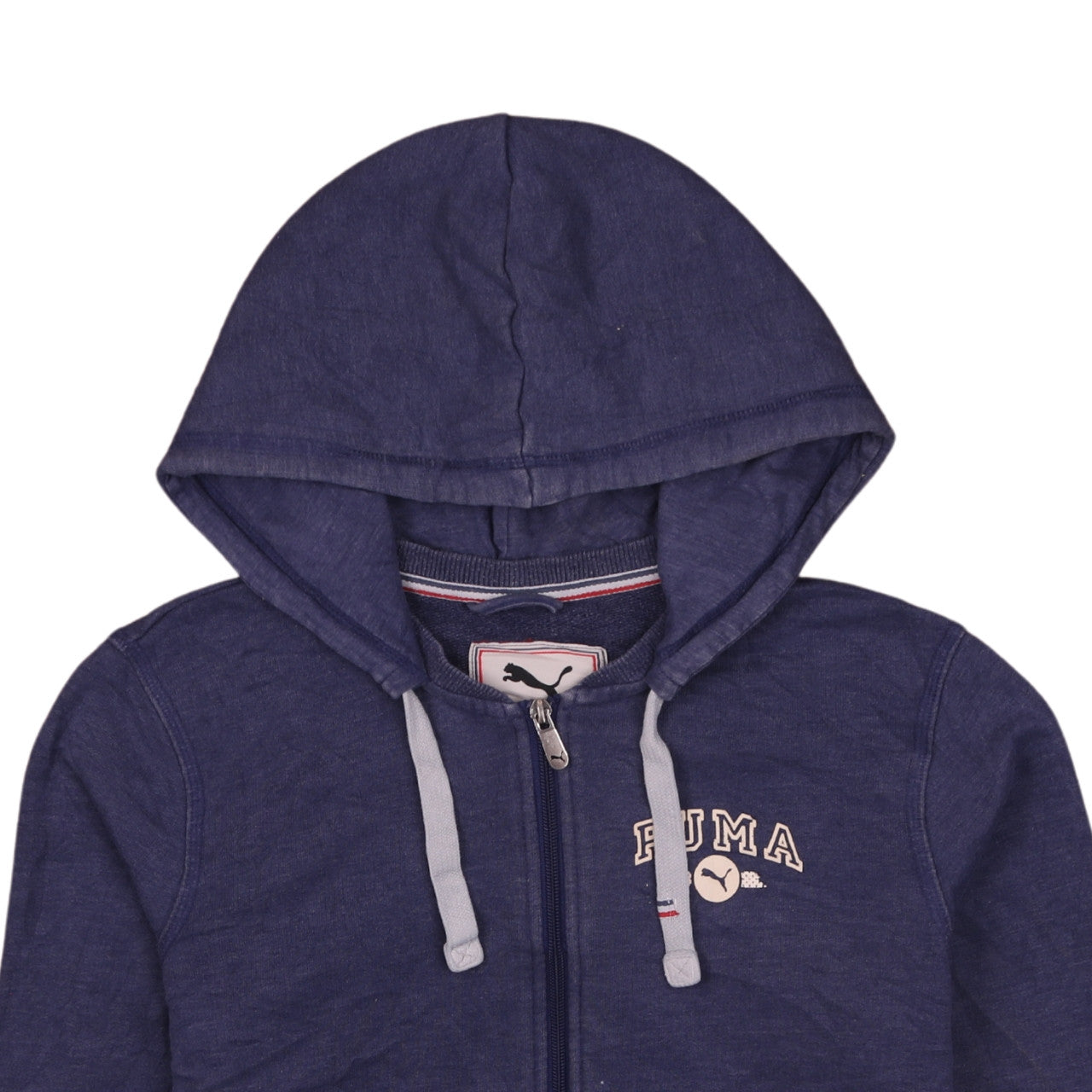 Puma Women Blue Full Zip Hoodie Size 12 Cotton Blend Casual