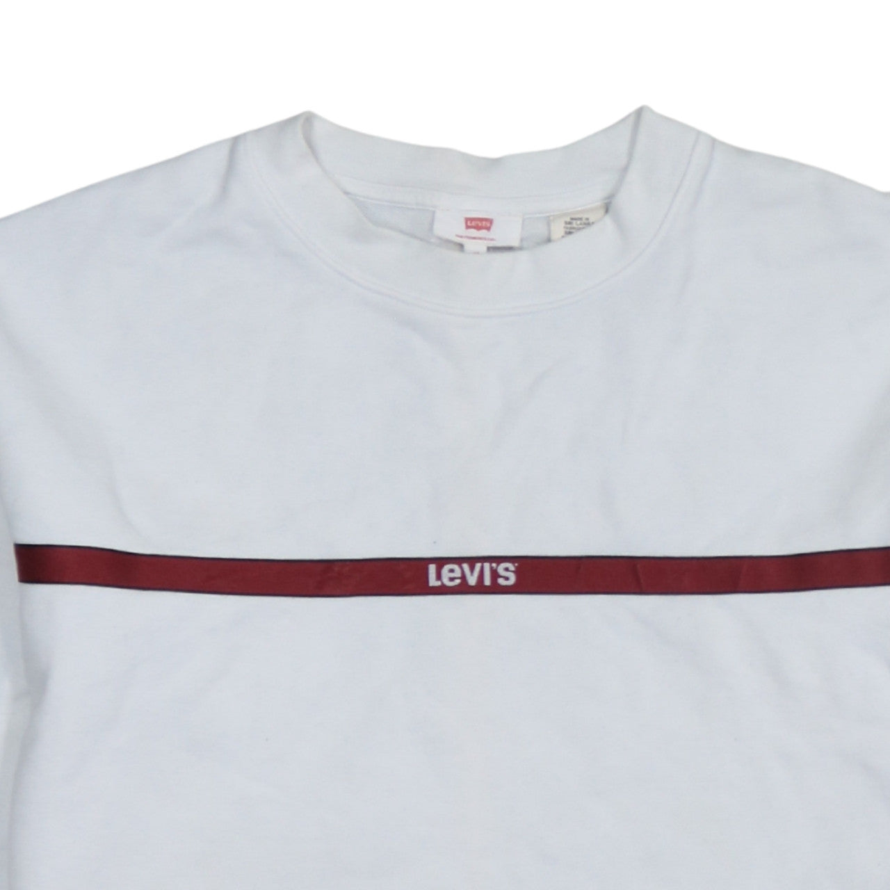 Levi's Women's White XS Pullover Sweatshirt with Red Logo Trim