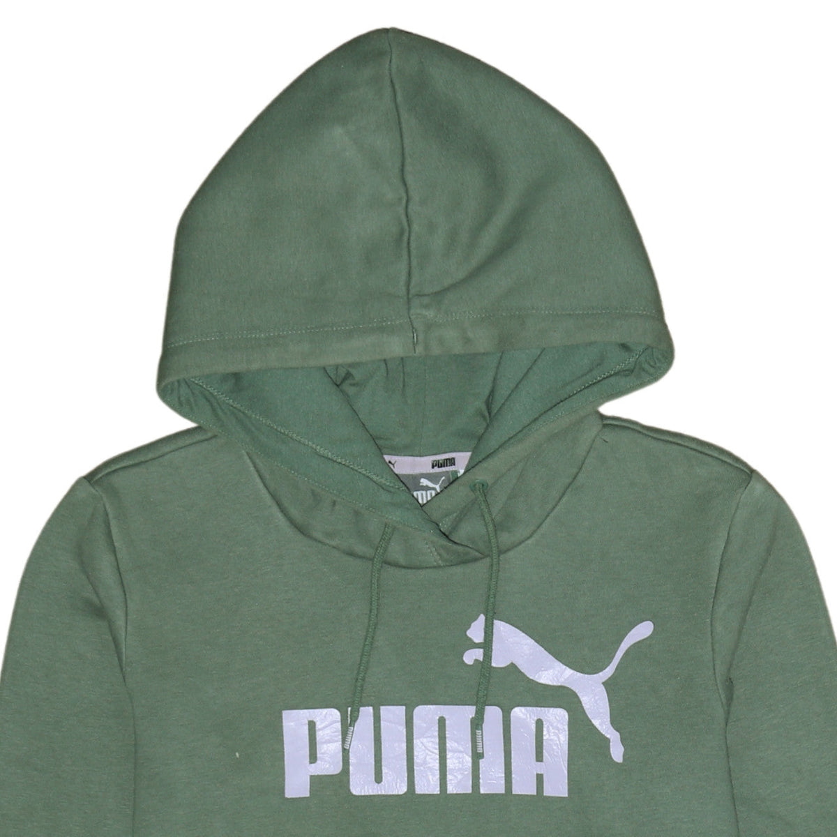Puma Women Green Pullover Hoodie Size 10 Logo Print Cotton
