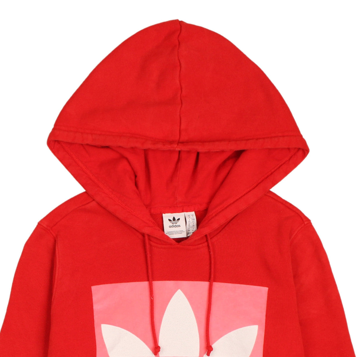 Adidas Womens Red Pullover Hoodie UK 10 Trefoil Logo Sweatshirt