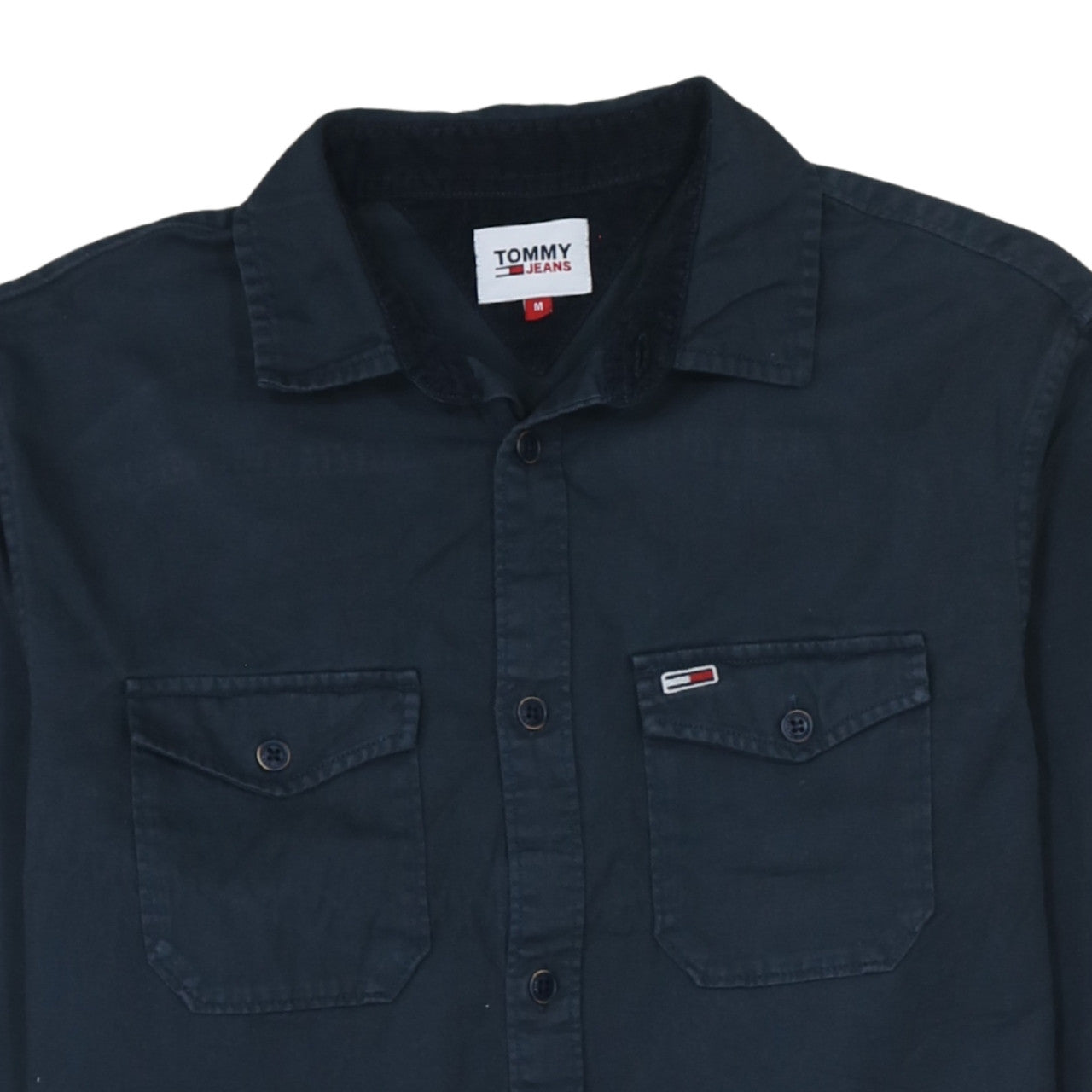 Tommy Jeans Men's Blue Cotton Long Sleeve Button-Up Shirt M