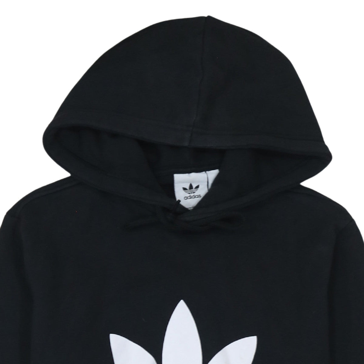 Adidas Womens Black Pullover Hoodie Small Logo Graphic Cotton Blend