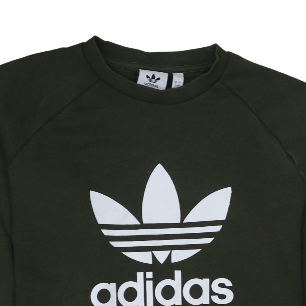 Adidas Mens Green Large Pullover Sweatshirt Crew Neck Logo