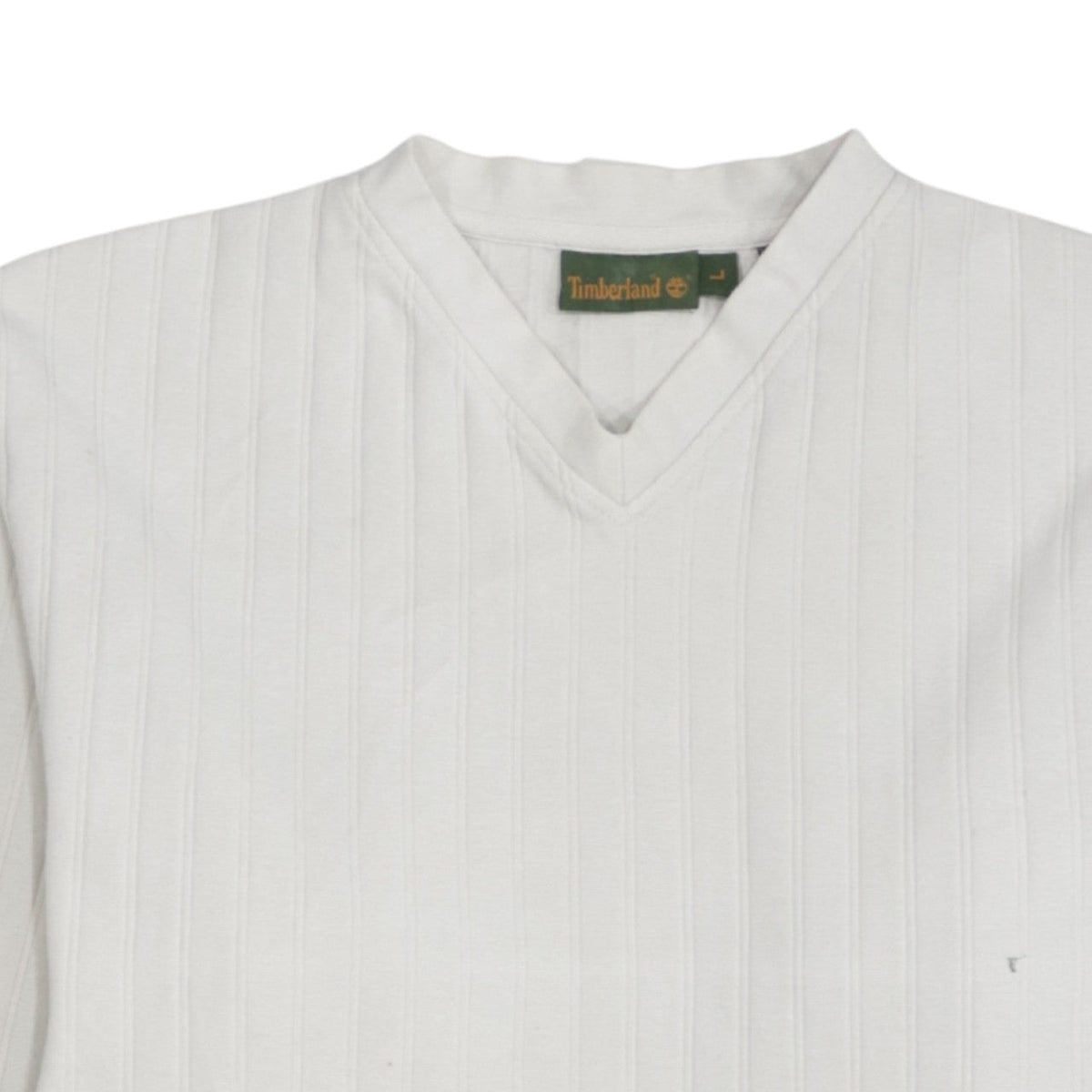 Timberland Men's White V-Neck Long Sleeve Pullover Sweatshirt L