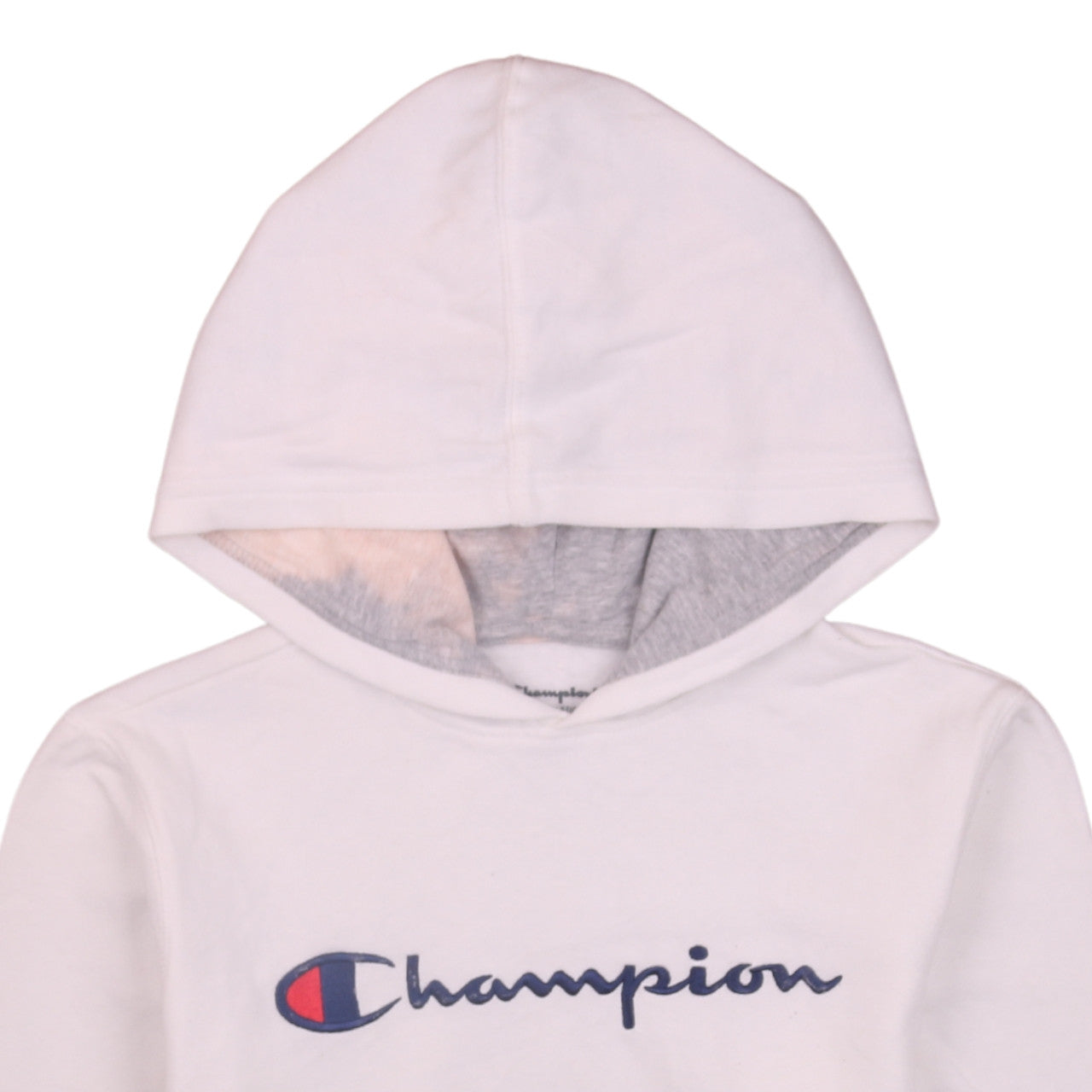 Champion Women White Hoodie L Logo Pullover Cotton Blend