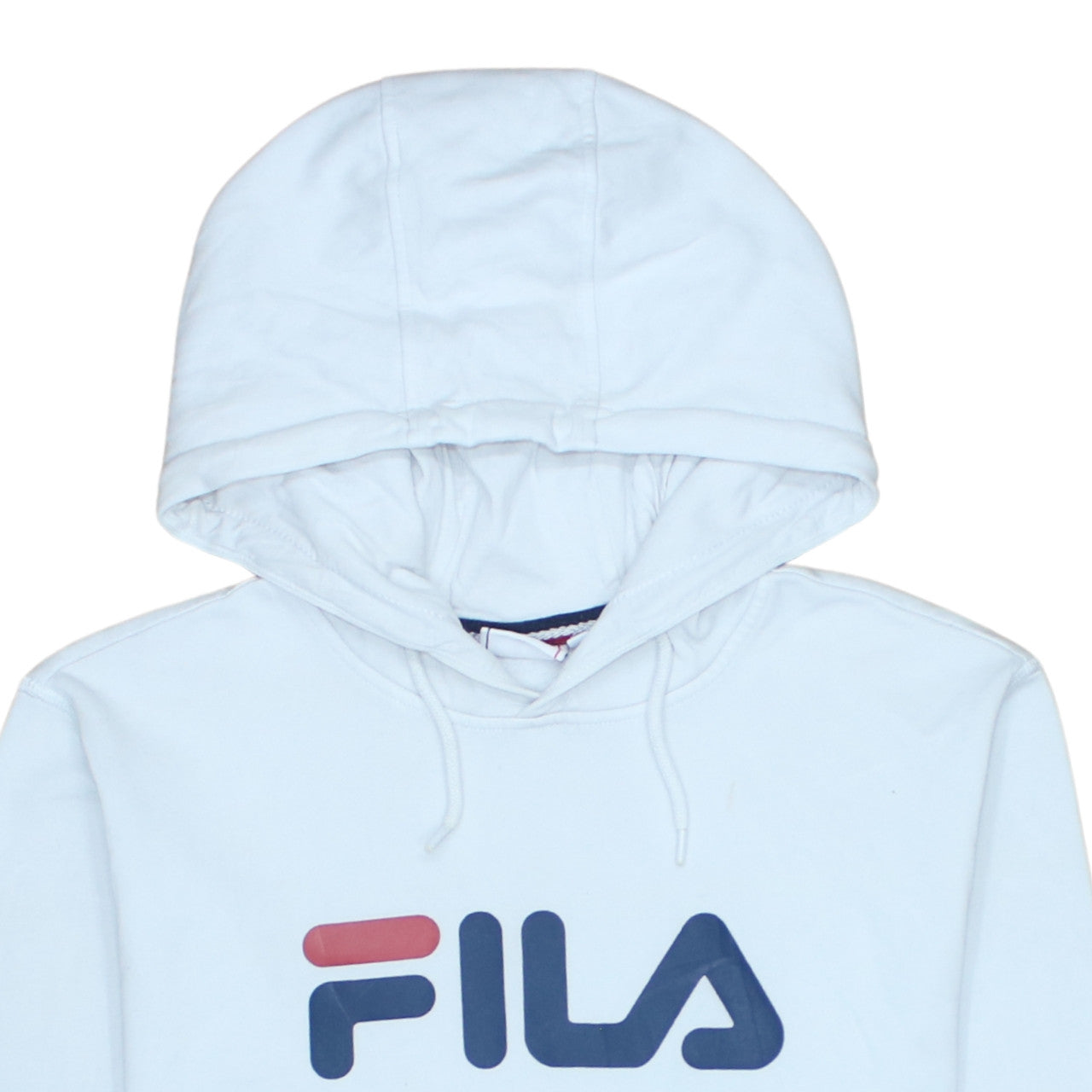 Fila Womens White Hoodie Small Pullover Logo Cotton Blend Casual