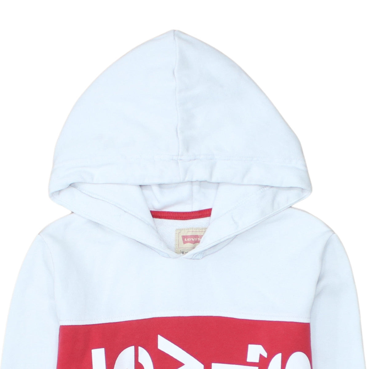 Levi's Boys White Red Blue Hoodie Size 14 Years Cotton Blend Pullover