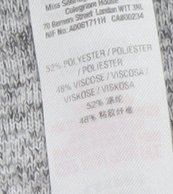 Miss Selfridge Women's Grey Wrap Jersey Long Sleeve Top Size 6