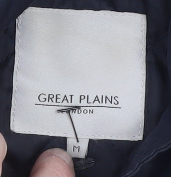 Great Plains Women's Blue Hooded Parka Coat M Faux Fur Trim Winter