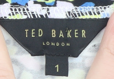 Ted Baker Women's Multicoloured Floral Long Sleeve Jersey Blouse Size 8