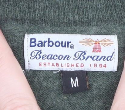 Barbour Mens Green Wool Fair Isle Crew Neck Jumper Size M
