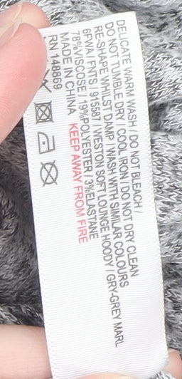 River Island Women Grey Marl Cropped Pullover Hoodie UK 12