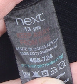 Next Teens Black Cotton V-Neck Button Cardigan Size 13 Yrs