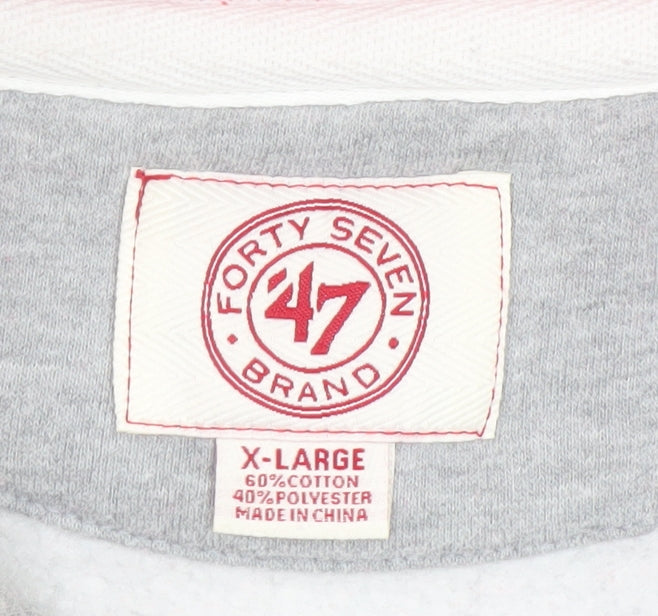 47 Brand Men's Grey Red 1/4 Zip Fleece Sweatshirt XL