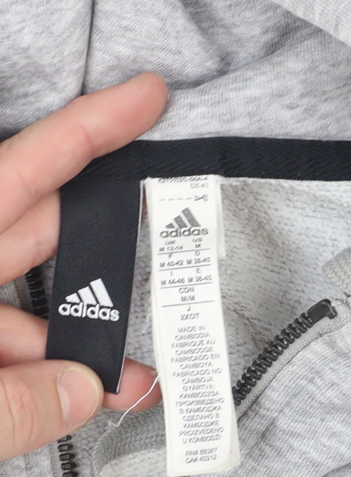 Adidas Women's Grey Full Zip Hoodie Size M Cotton Blend