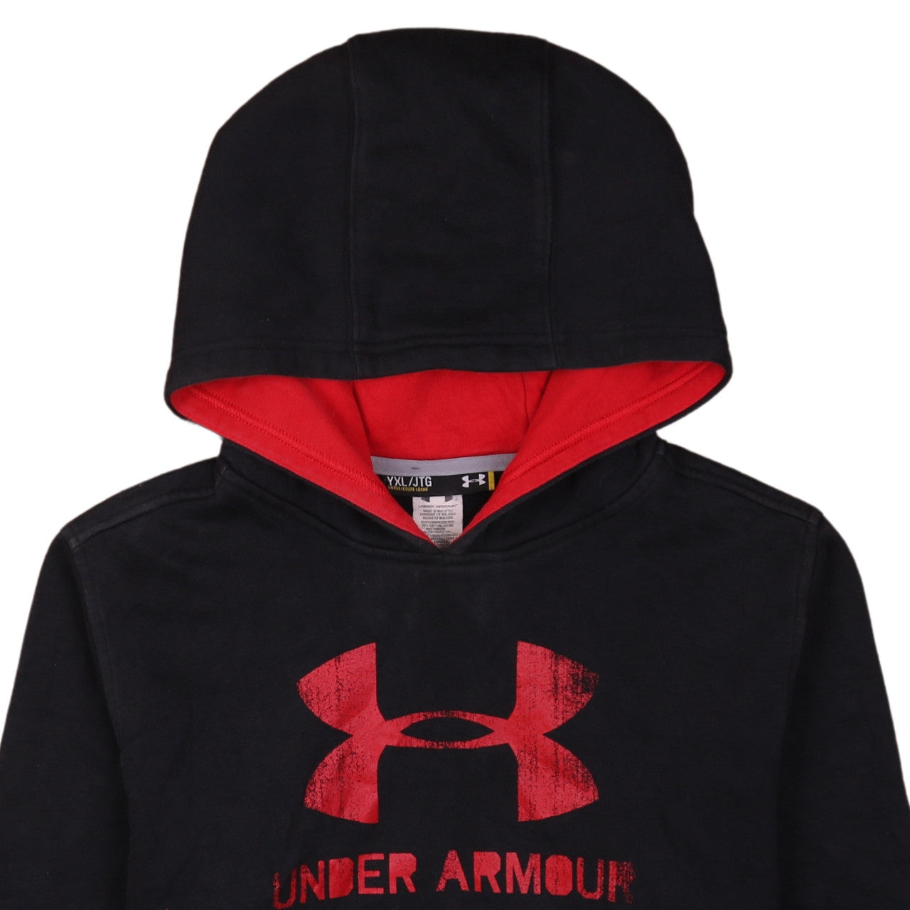 Under Armour Boys Black XL Pullover Hoodie with Red Logo
