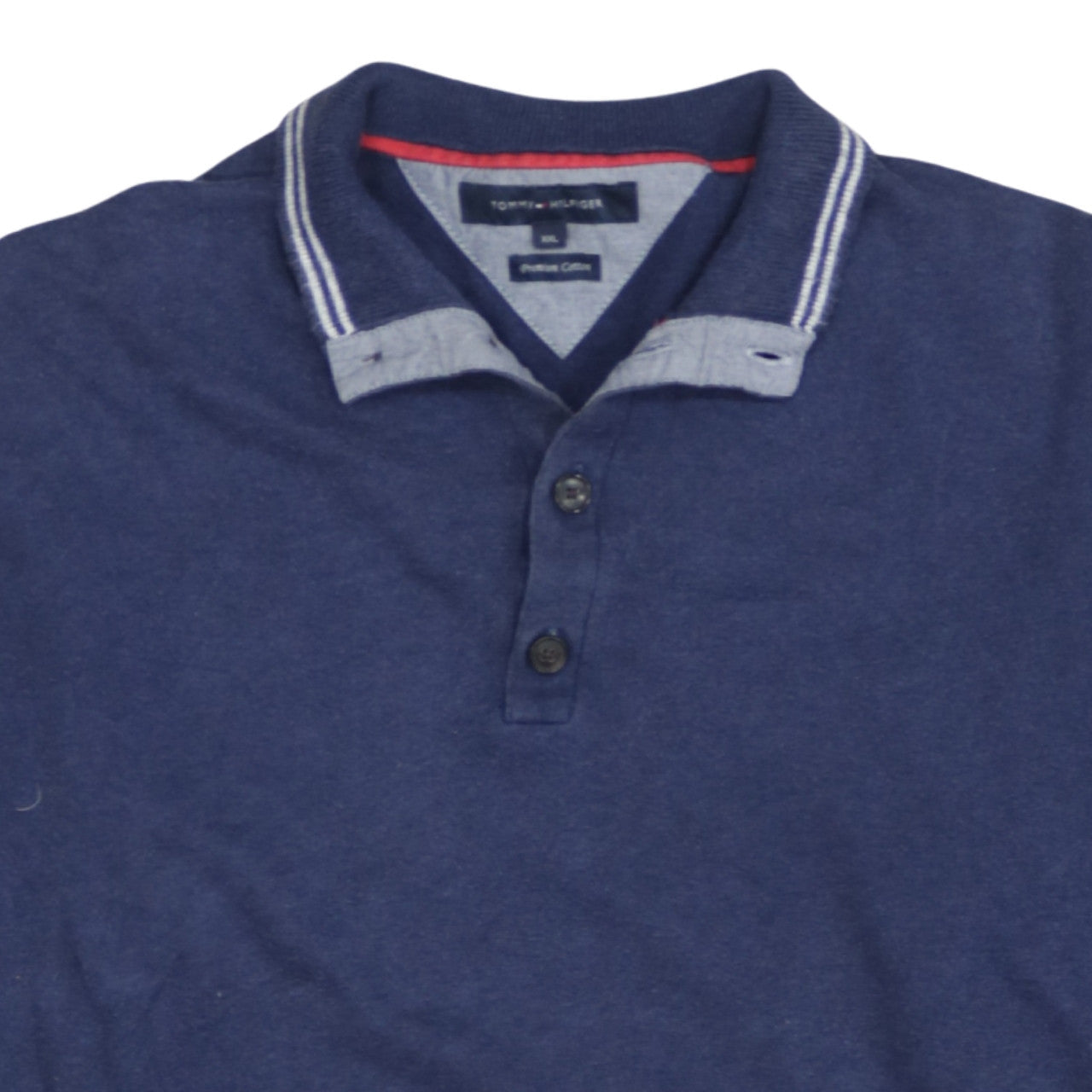 Tommy Hilfiger Men's Blue Cotton Collared Henley Jumper 2XL