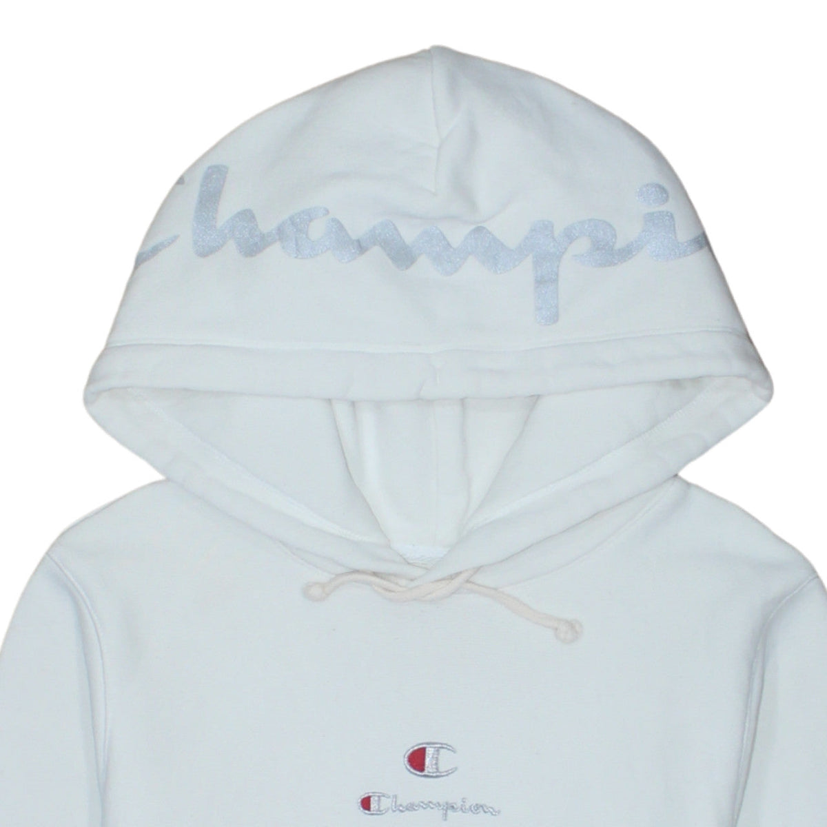 Champion Women's White XS Pullover Hoodie with Logo Detail