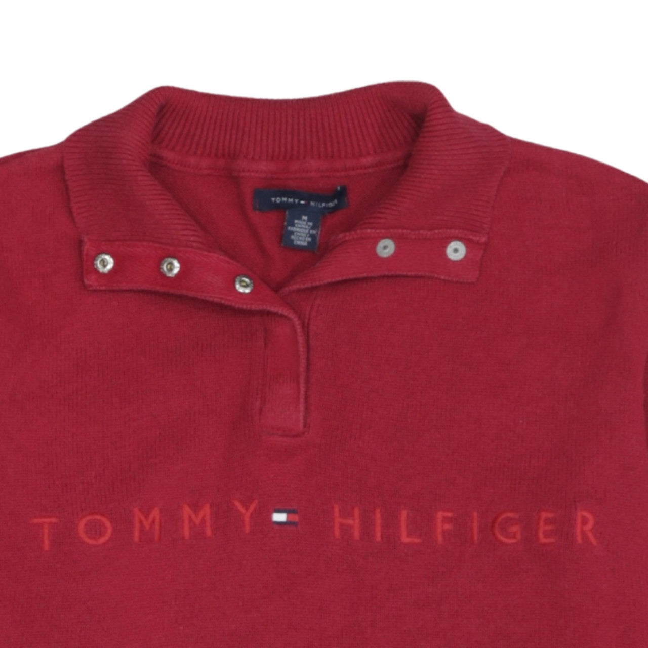 Tommy Hilfiger Men's Red Cotton Henley Jumper Size M
