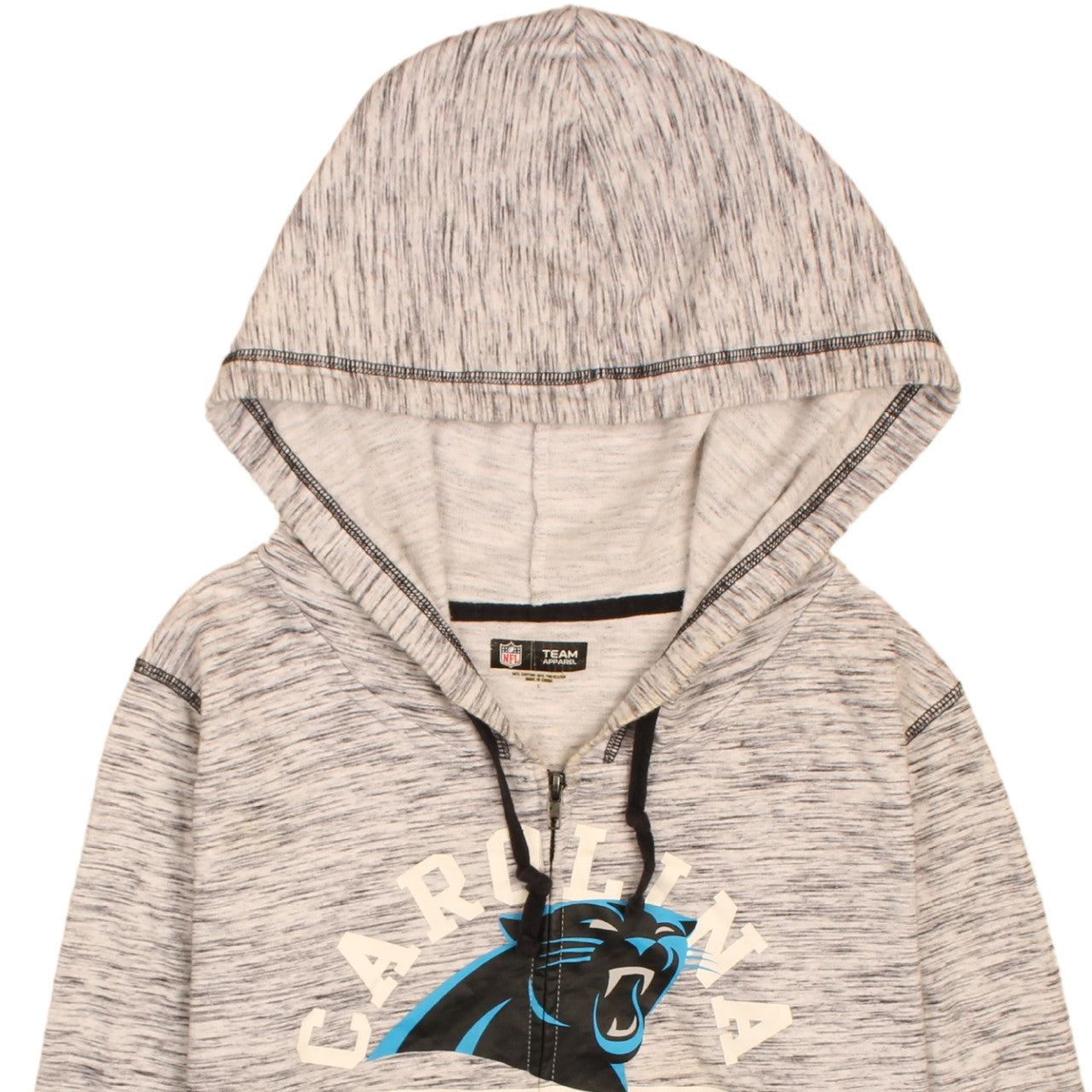 NFL Team Apparel Carolina Panthers Women's Grey Full Zip Hoodie Size L