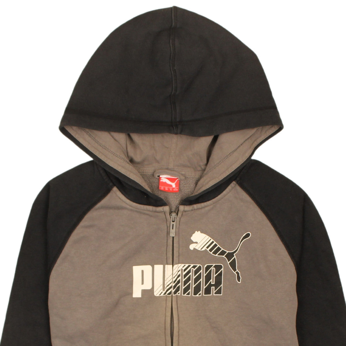 Puma Boys Brown Full Zip Hoodie 16 Years Graphic Logo Hooded Sweatshirt