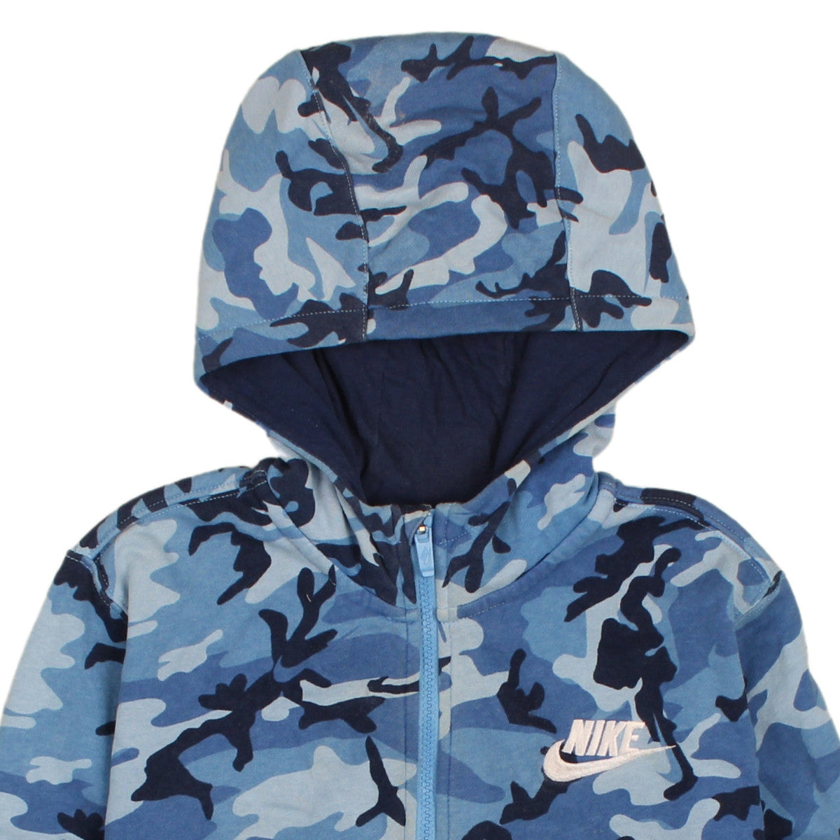 Nike Boys Blue Camouflage Full Zip Hoodie Fleece XL