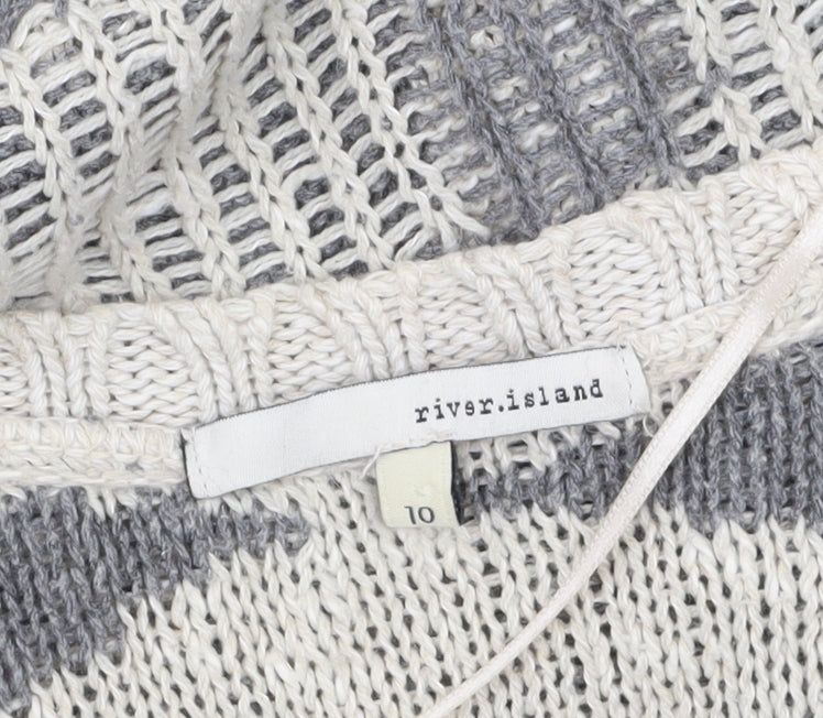 River Island Women’s Grey Geometric Knit Open Cardigan Size 10