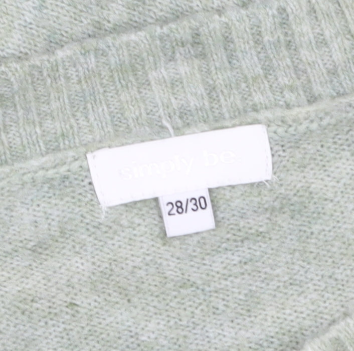 Simply Be Womens Green Plus Size 28/30 Crew Neck Knit Jumper