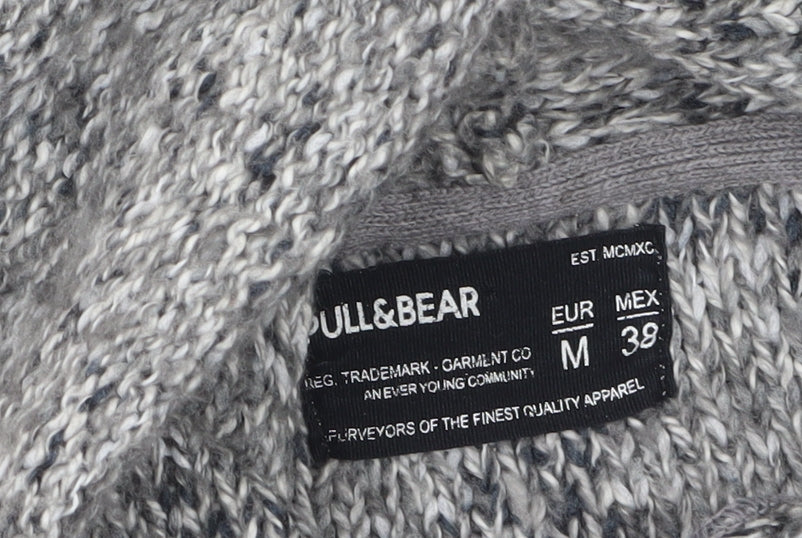 Pull & Bear Women's Grey Hooded Knit Jumper Size 12
