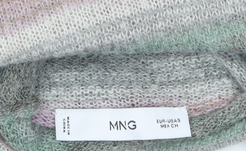 Mango Women’s Multicoloured Roll Neck Striped Knit Jumper Size S