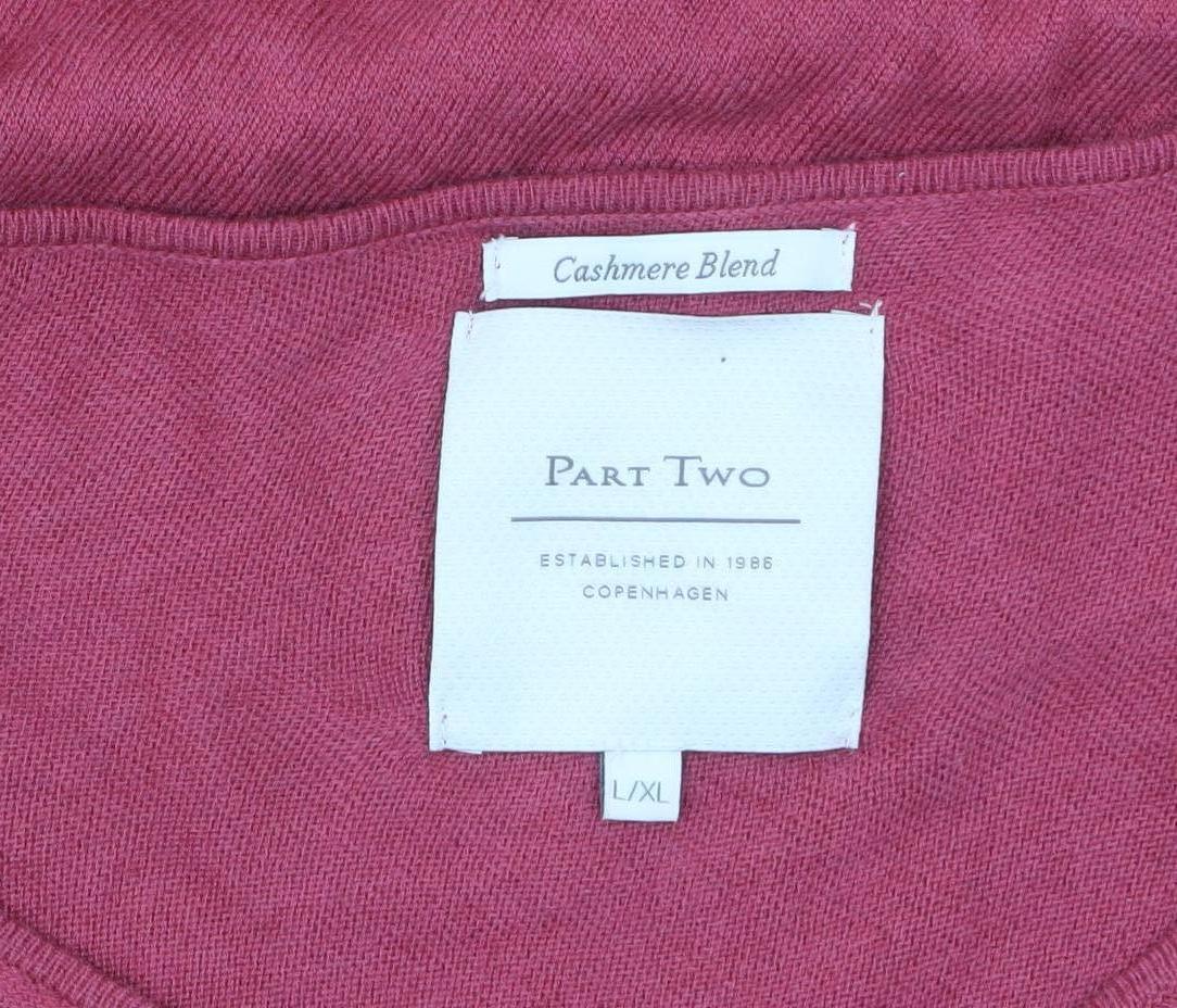 Part Two Women Pink Cashmere Blend Cape Jumper L Boat Neck Knit