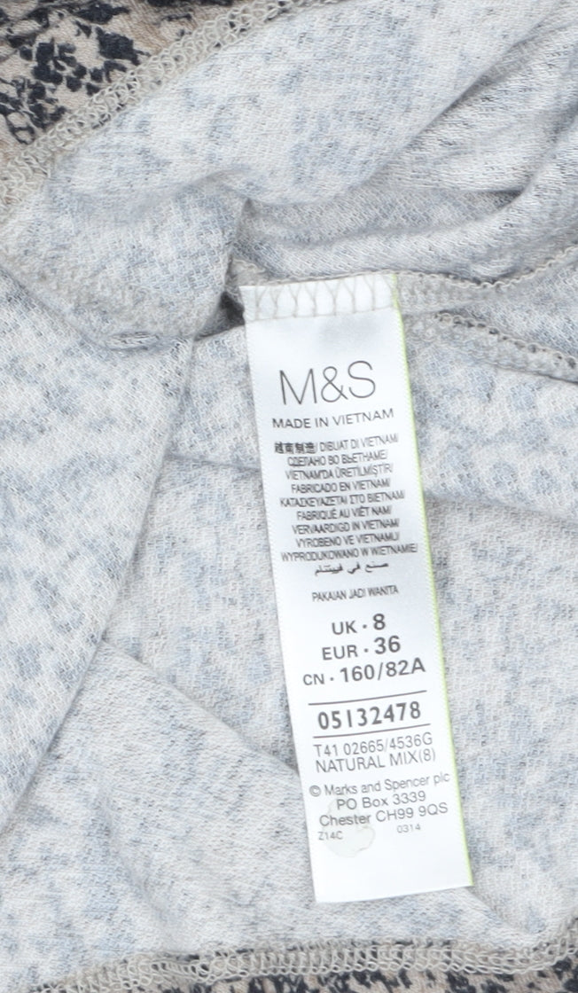 Marks and Spencer Womens Beige Animal Print Tunic Top UK 8