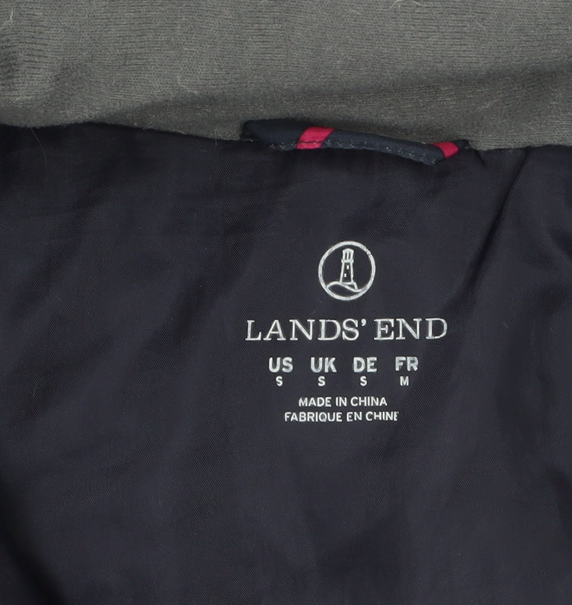 Lands' End Women's Blue Pink Geometric Puffer Jacket Size S
