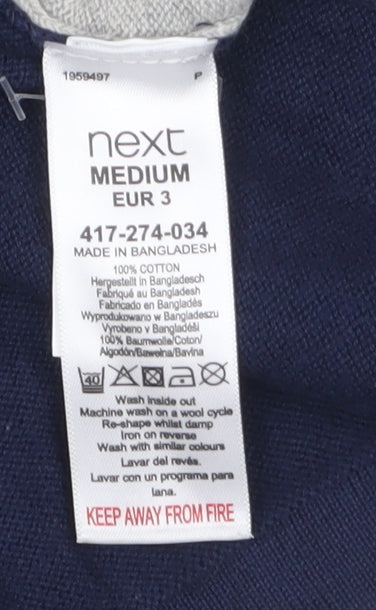 Next Men's Blue Grey Striped Collared Henley Jumper Medium