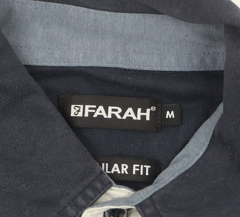 Farah Men's Blue Regular Fit Cotton Polo Shirt Size M