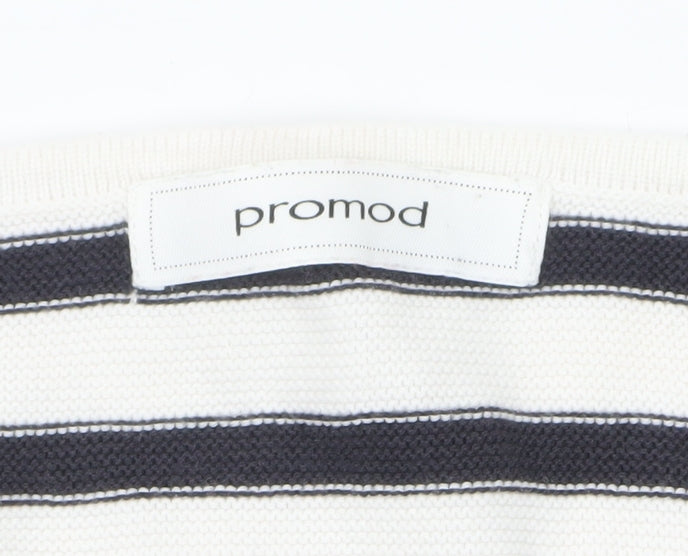 Promod Women's Multicoloured Striped Cotton Pullover Jumper M