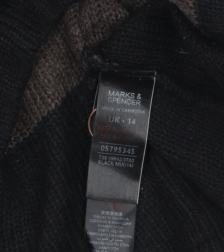 Marks & Spencer Women’s Black Brown Striped Tunic Jumper UK14