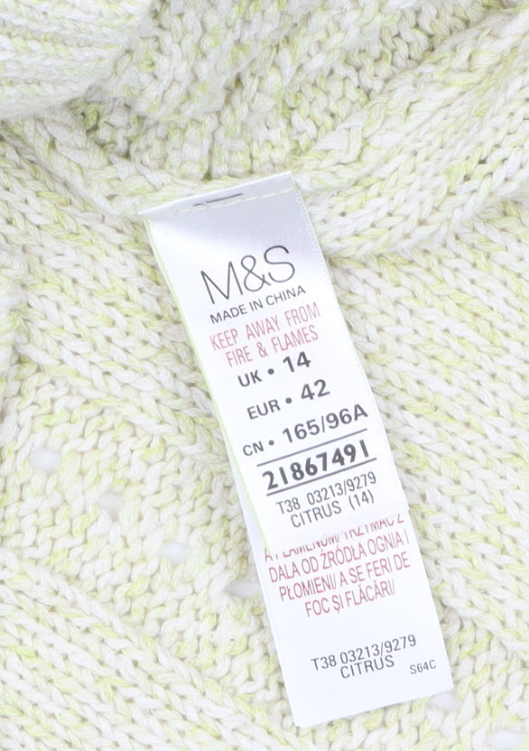 Marks & Spencer Women Beige Knit Pullover Jumper Size 14