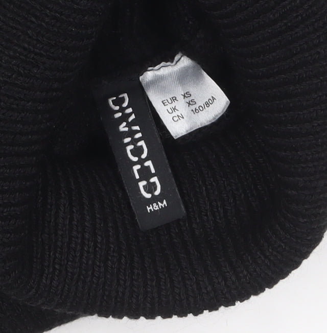 H&M Divided Women's Black XS Roll Neck Jumper Rib Knit Pullover