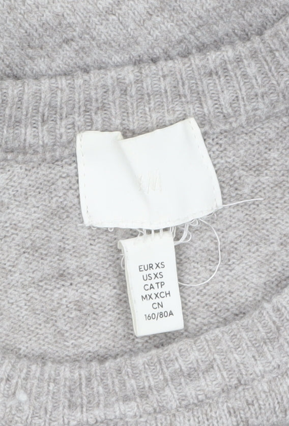 H&M Women’s Grey Wool Blend Crew Neck Jumper XS