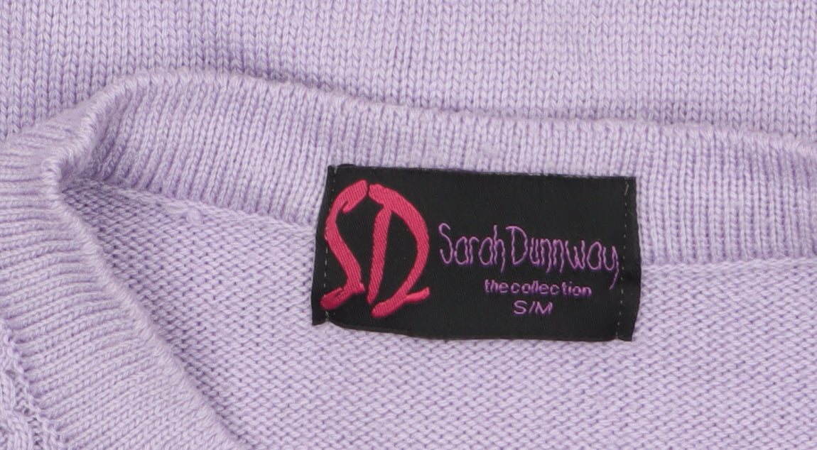 Sarah Dunnway Women's Purple Cable-Knit Cardigan S
