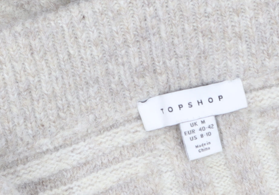 Topshop Women Beige Wool Knit Midi Pencil Skirt M