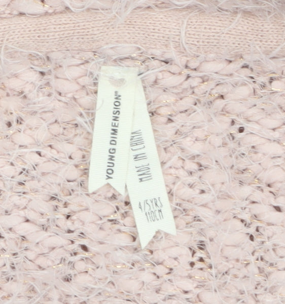 Young Dimension Girls Pink Fuzzy Open Front Cardigan 4-5 Years