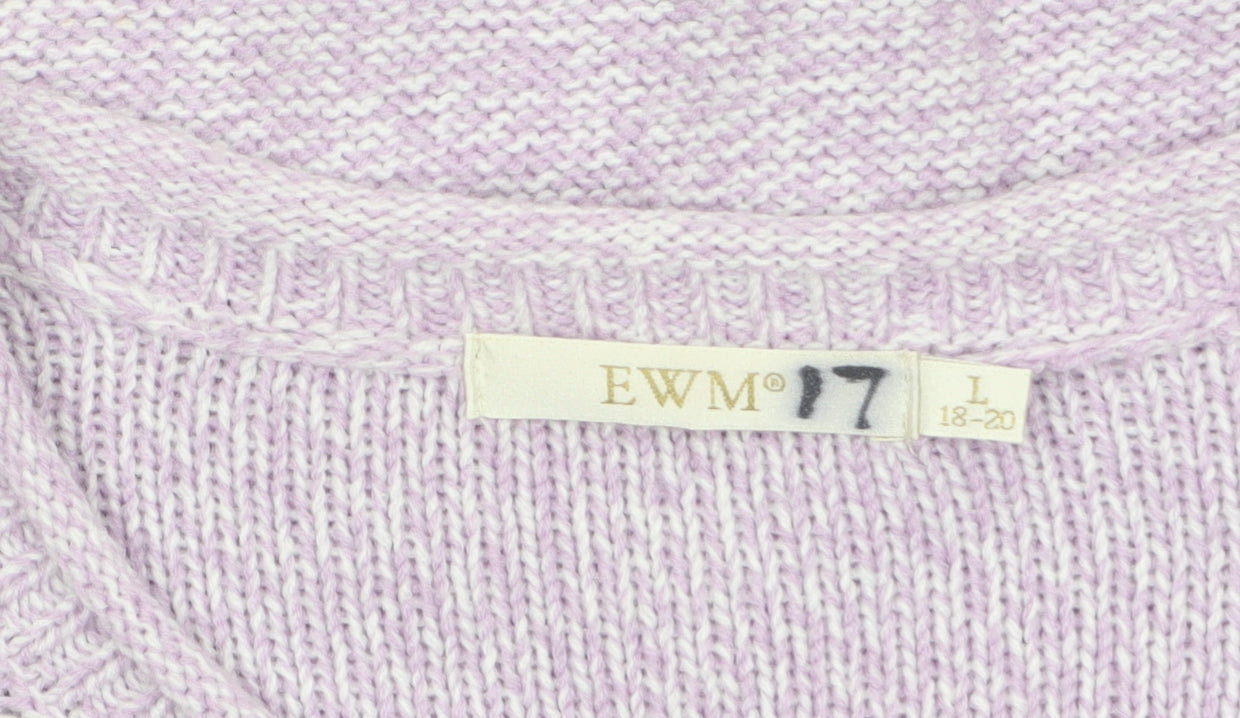 EWM Womens Purple Cable Knit Acrylic Cardigan Size 18