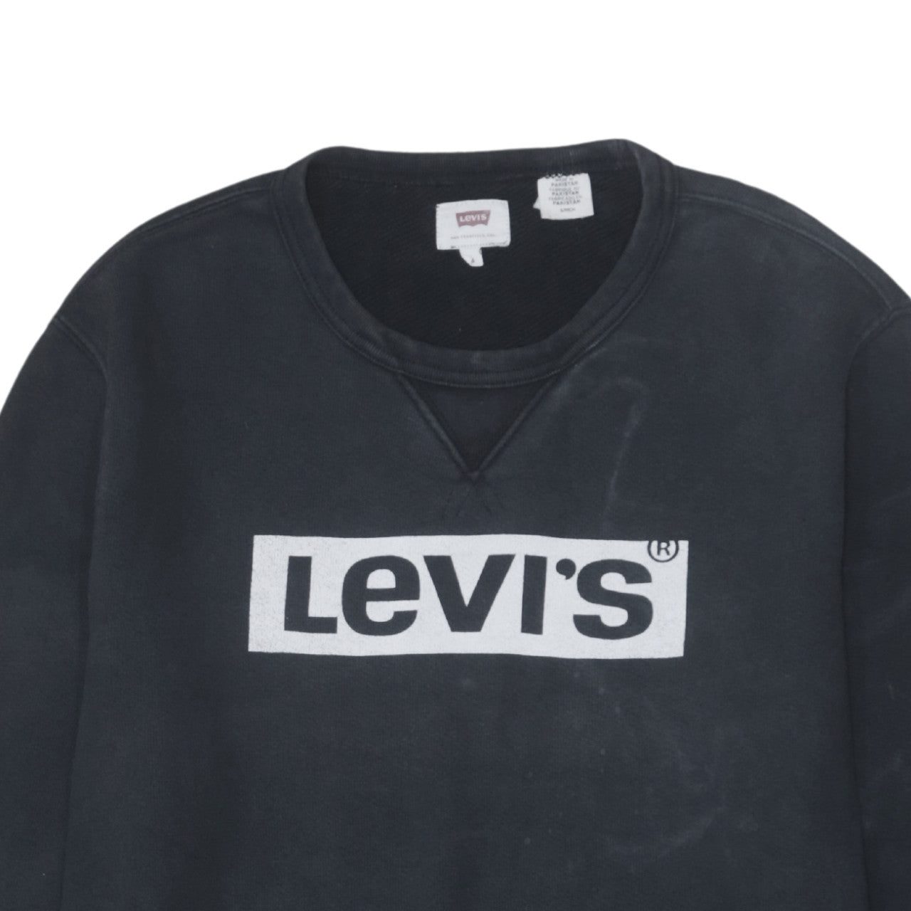 Levi's Men's Black Small Crew Neck Pullover Logo Sweatshirt