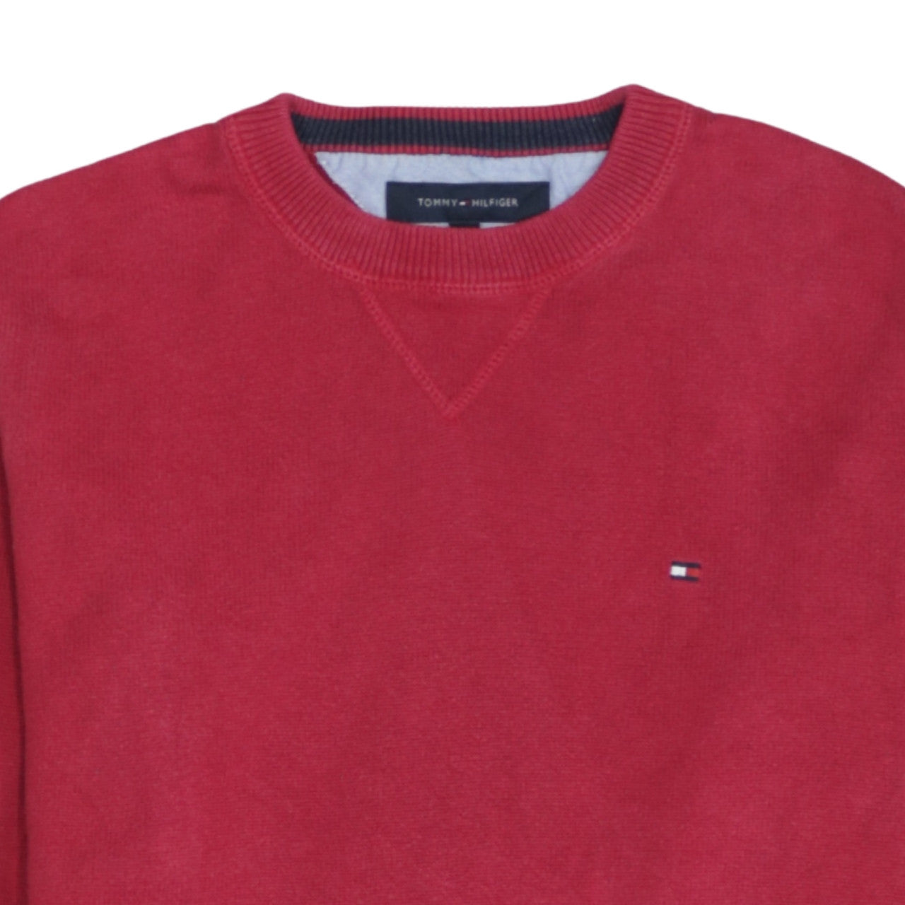 Tommy Hilfiger Men Red Cotton Crew Neck Pullover Jumper S