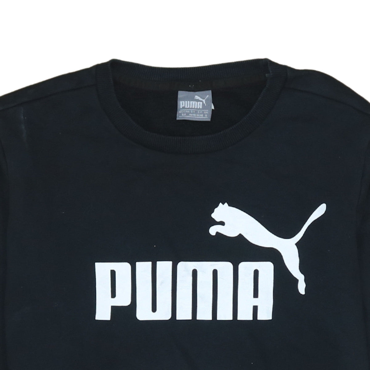 Puma Women's Black Small Crew Neck Pullover Sweatshirt Logo Print