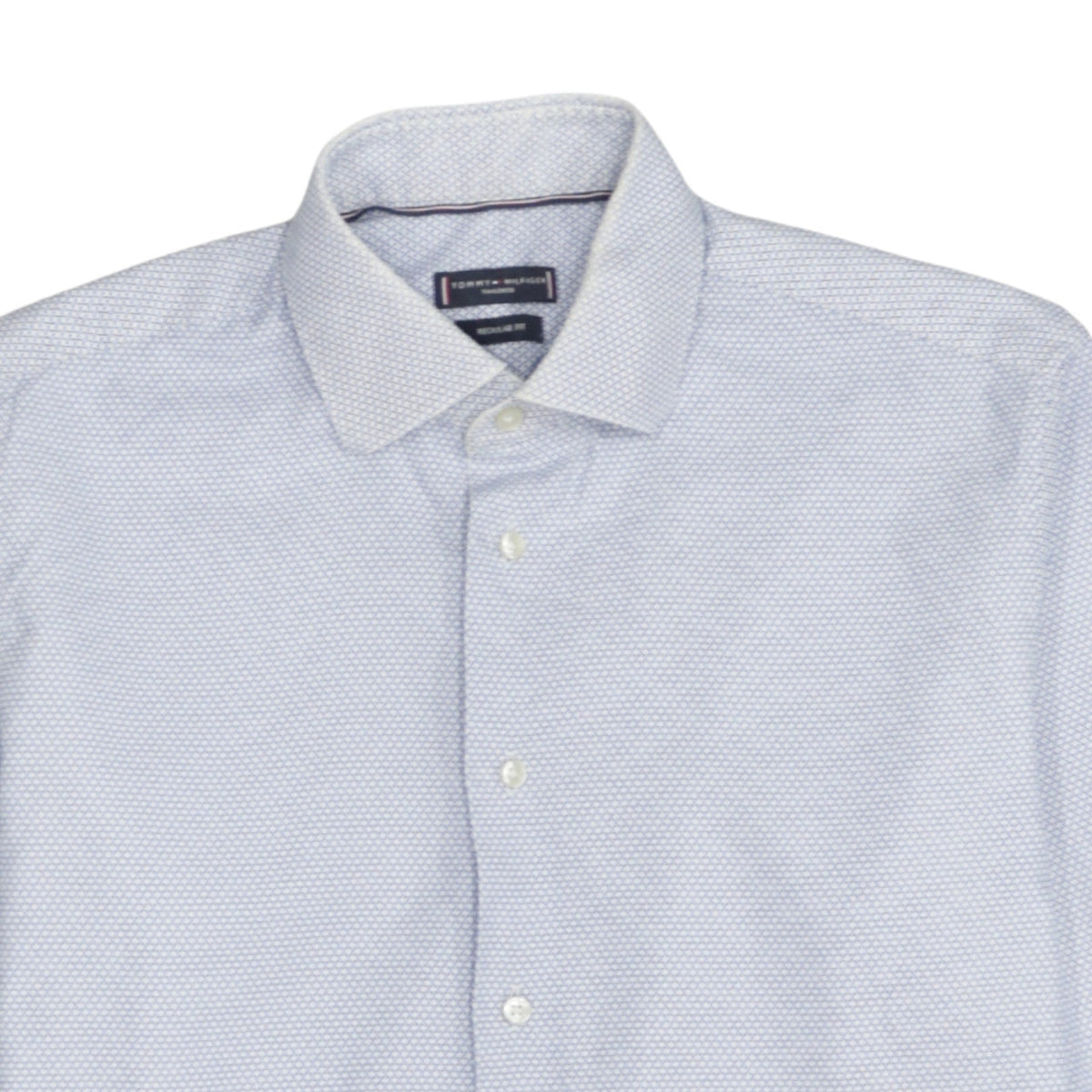 Tommy Hilfiger Men’s Blue Geometric Regular Fit Cotton Long Sleeve Shirt Size 16