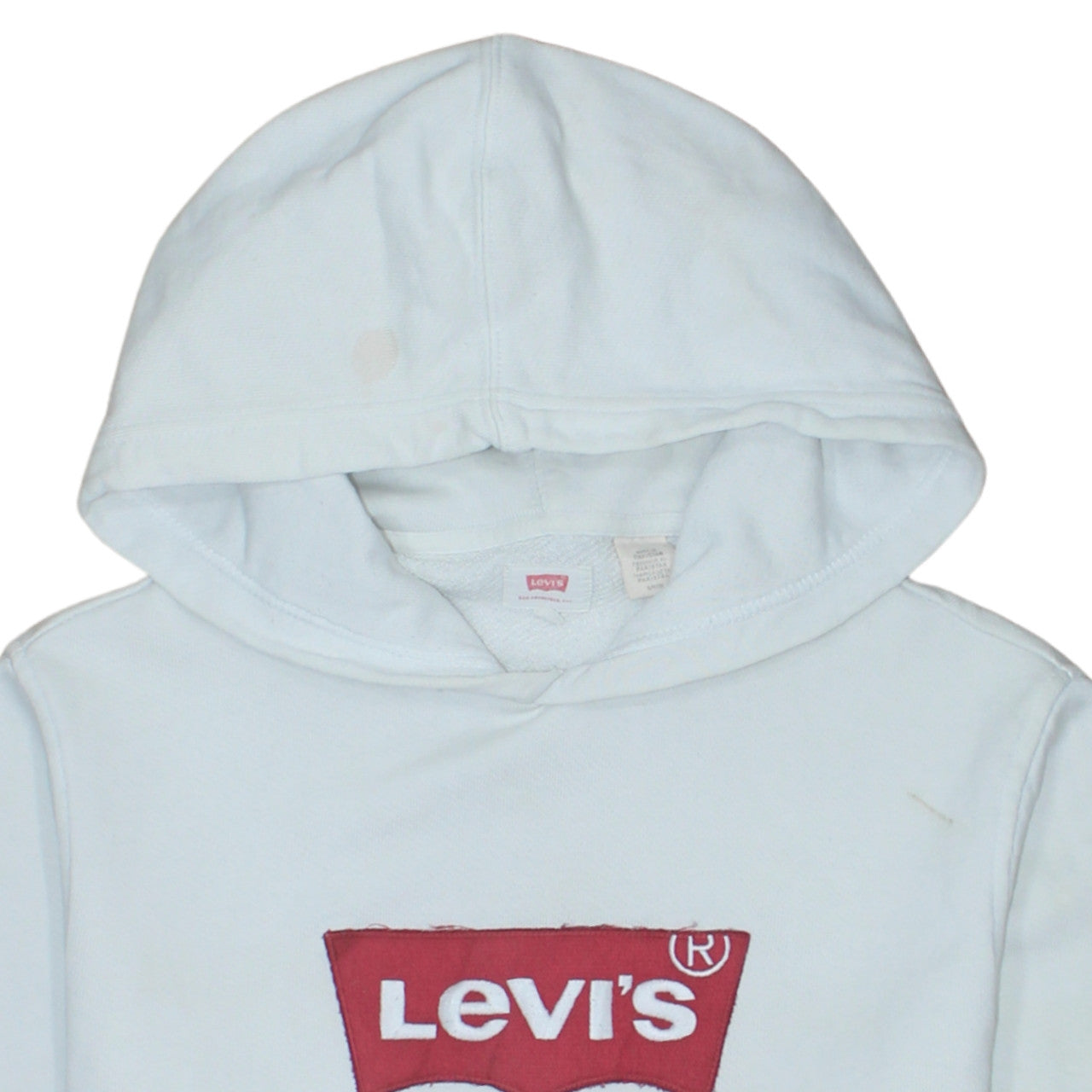 Levi's Womens White Small Logo Pullover Hoodie Sweatshirt
